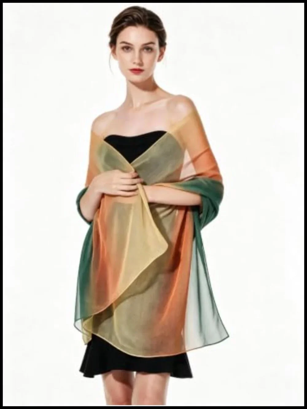 Sheer Chiffon Long Scarf, Lightweight Wrap, Beach Cover-Up for Women
